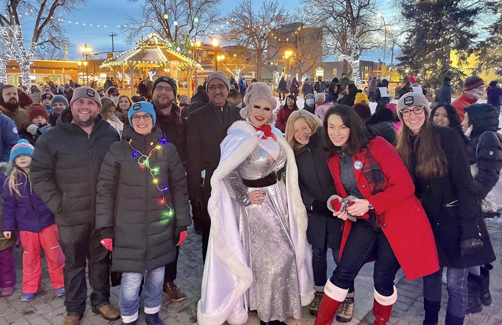 Group photo at the Winter Whyte Light Up festival in Edmonton